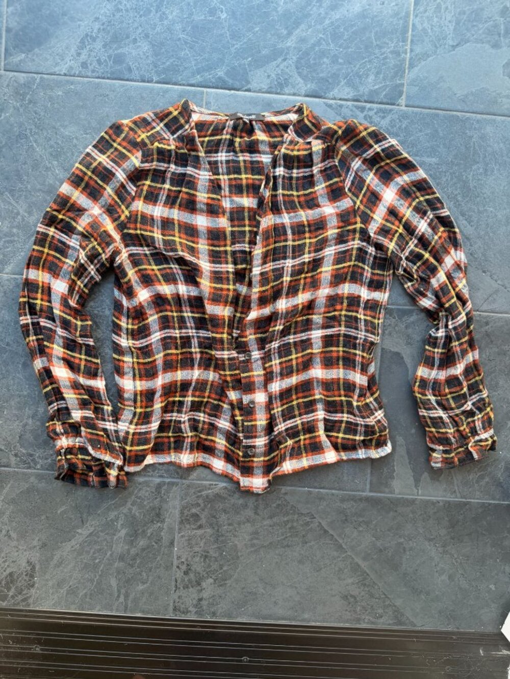 madewell fall blouseXSplaid button down dainty cozy - Picture 2 of 7